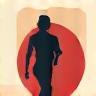 Abstract icon representing character art with a stylized human figure
